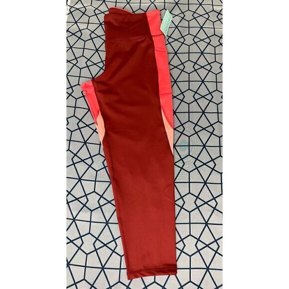 Ideology Women’s High Rise Side Pockets Colorblock 7/8 Leggings Red Pear Size XL - Picture 3 of 11